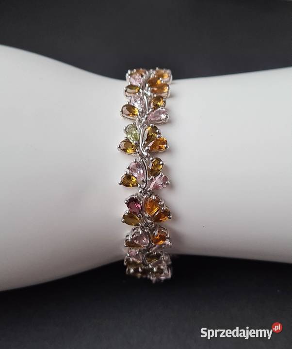 Srebrna bransoletka z kolorowymi turmalinami Biżuteria mazowieckie Otwock