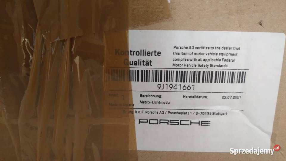 MODUŁ ŚWIATŁA MATRYCY SOCZEWKA PORSCHE TAYCAN osobowe Części samochodowe Żukowo