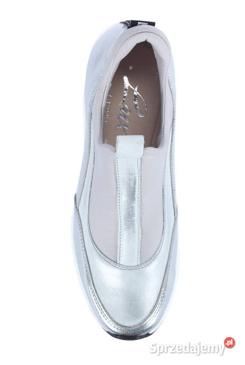 Sneakersy Damskie na Koturnie Biały Srebrny 36 23cm