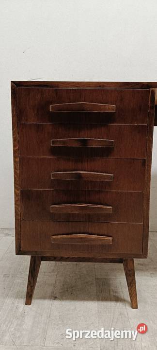 biurko PRL patyczak dwustronne z szufladami Radomsko