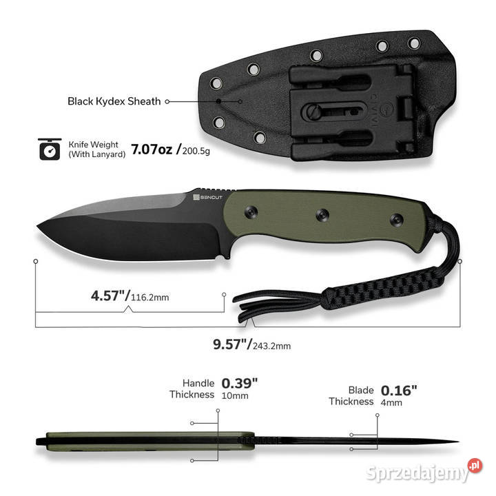 Nóż Sencut Toxodon Green G10 Black 9Cr18MoV Warszawa