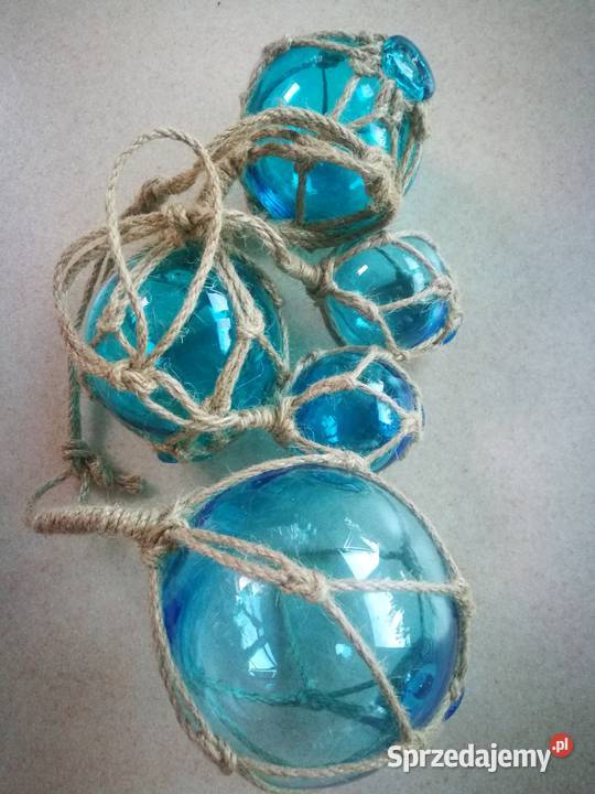 Szklane boje rybackie na sznurku zestaw Warszawa