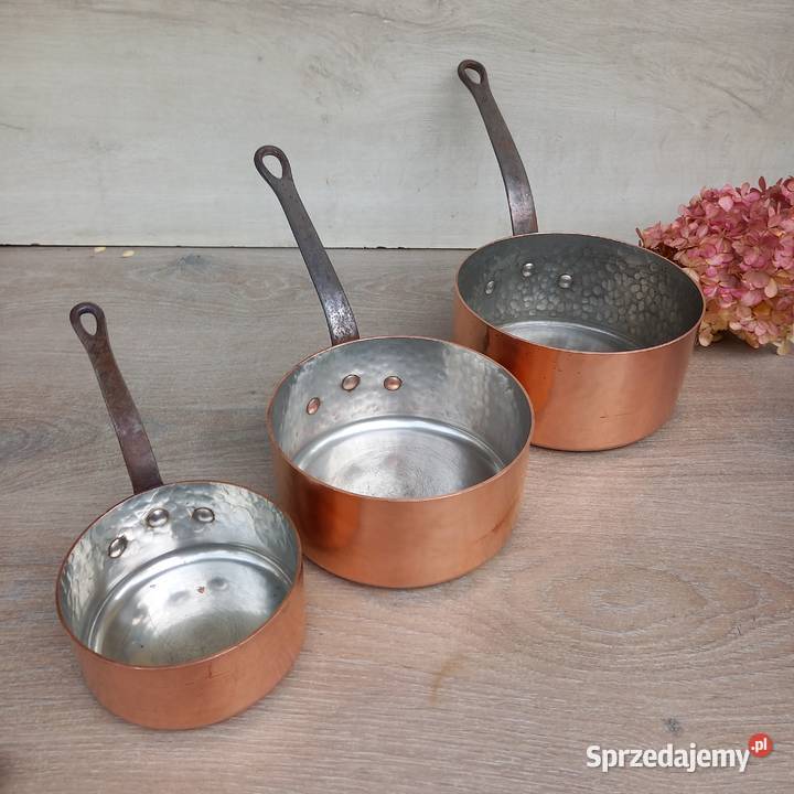 Miedziany garnek miedziany rondel komplet 3 Warszawa