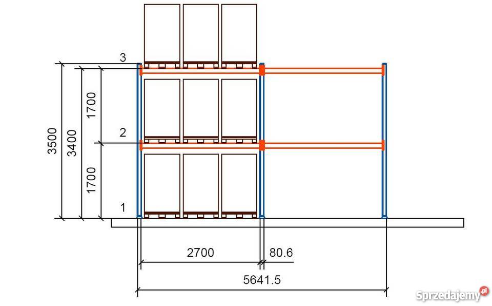 Regał paletowy 35m 18 miejsc paletowych zestaw