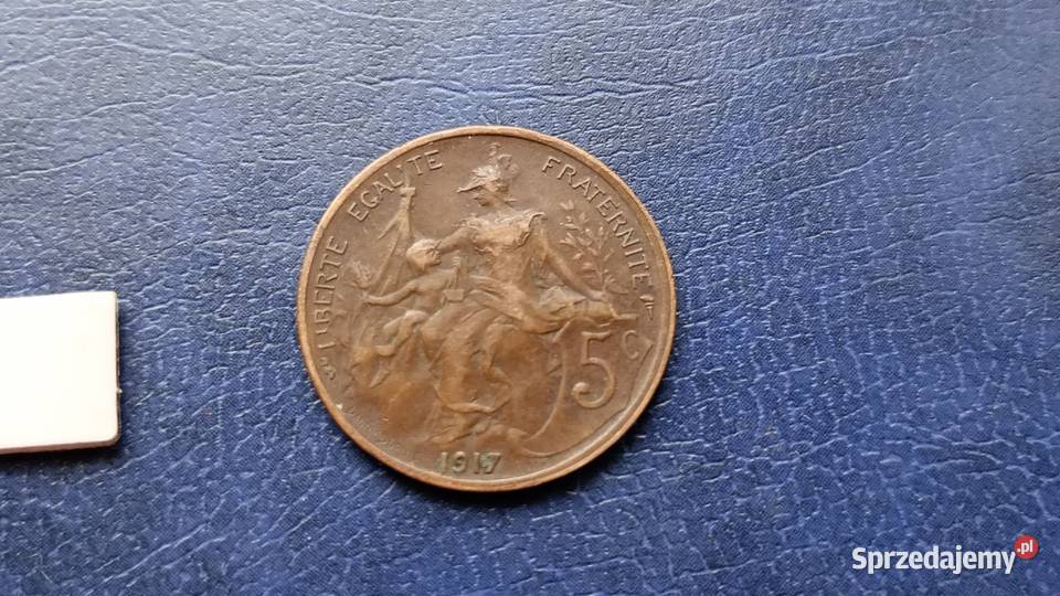 Stare monety 5 centymów 1917 Francja Lesko