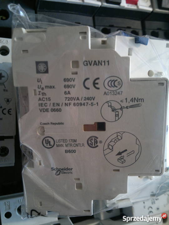 Styk pomocniczy 1Z 1R montaż boczny GVAN11 Elektryka i akcesoria Dąbrowa Górnicza