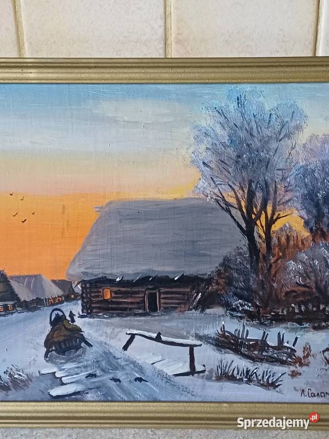 vintage obraz olejny na dykcie małopolskie Nowy Targ sprzedam