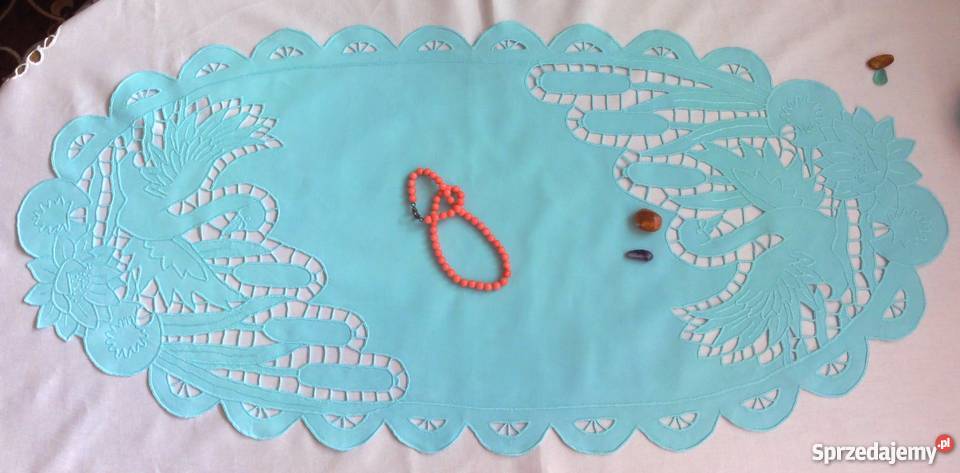 Serweta bieżnik Łabędź z nenufarem rękodzieło lubelskie Lublin