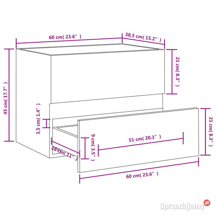 Szafka pod umywalkę czarna 60x385x45 WM804738 Warszawa sprzedam