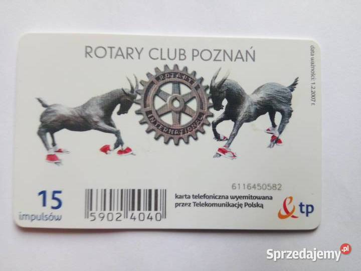 Karta telefoniczna Rotary Club Poznań 15 sprzedam
