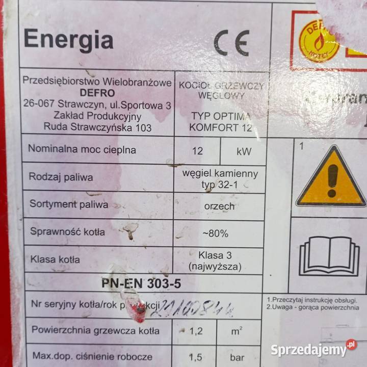 Kocioł piec grzewczy DEFRO OPTIMA KOMFORT 12 KW Curyn