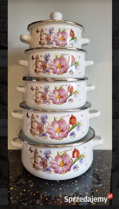 89 Garnki emaliowane London śląskie