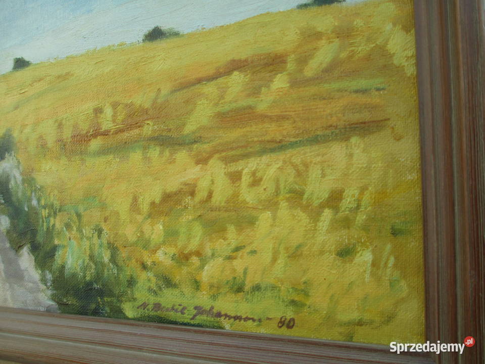 Obraz olejny Polna droga Szwecja lata 80 Malarstwo Lublin