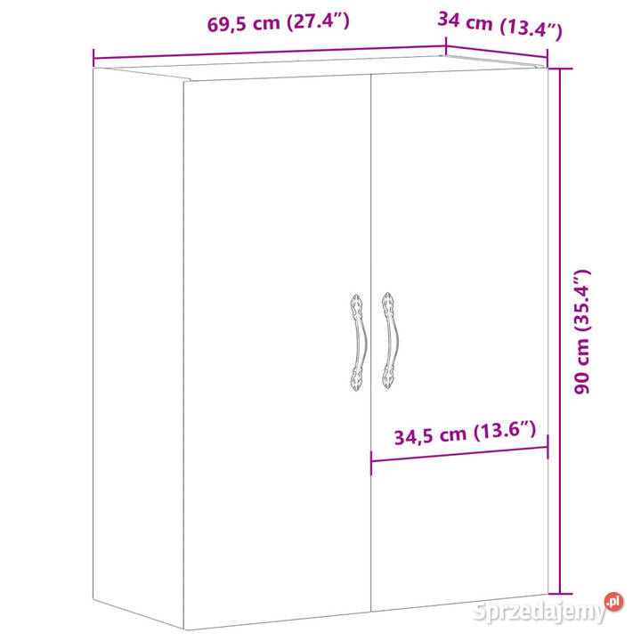Szafka wisząca stare drewno 695x34x90 WM857462 Warszawa