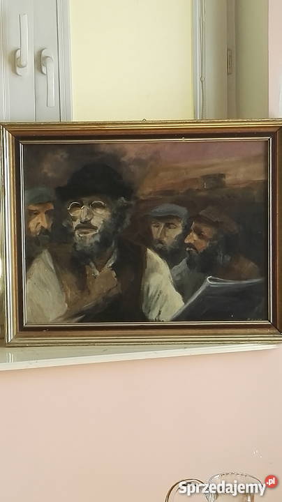Żydzi obraz olejny na płótnie M Piłat mazowieckie