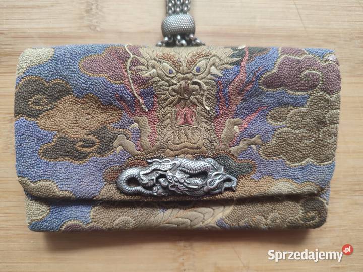 Jedwabna saszeta sakiewka z XIX wieku Warszawa