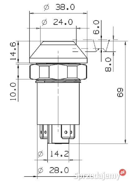 Przełącznik przyciskowy Reset okrągły zielony Kamionna