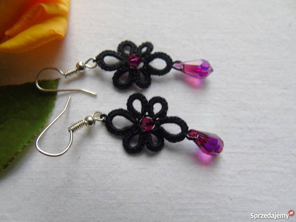 Kolczyki Frywolitkowe Wiśniowa sprzedam