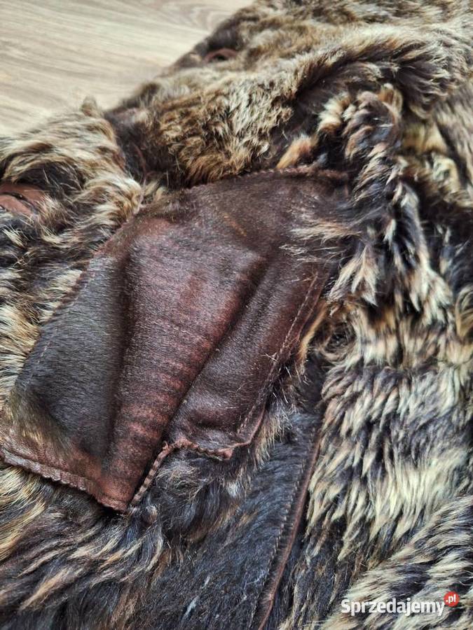 Naturalny kożuch z kozy kozi brązowy z futrzanym Kraków sprzedam