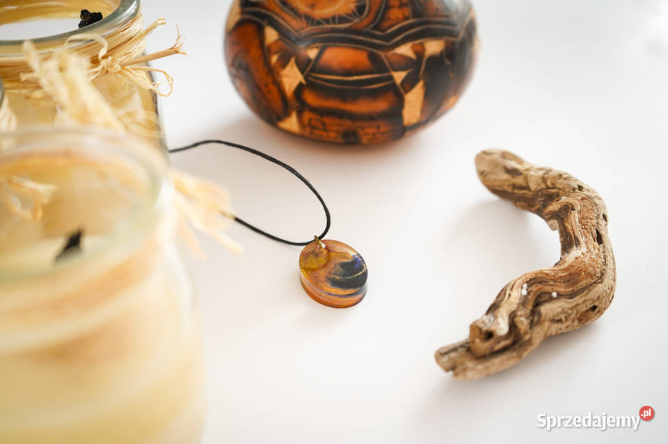 Owalny kolorowy artystyczny wisiorek Warszawa