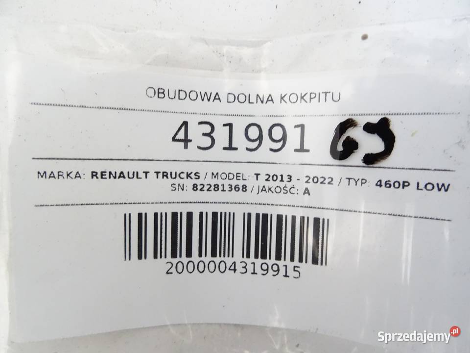 OBUDOWA DOLNA KOKPITU RENAULT TRUCKS T 82281368 podkarpackie