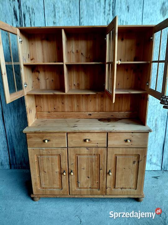 Drewniany kredens lite drewno sosnowe naturalny Byczyna