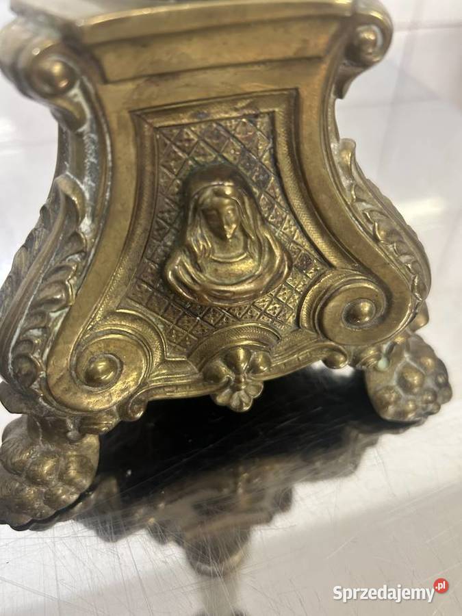 Dwa mosiężne lichtarze Maryja Serce Jezusa 54 Gliwice