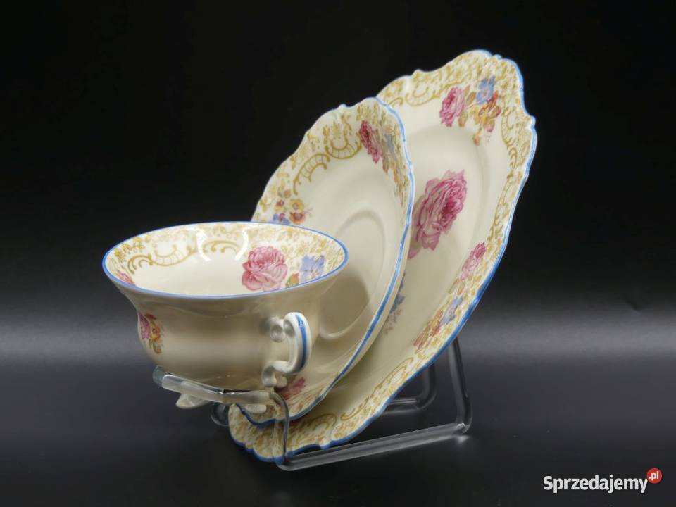 Urokliwe trio Tułowice Tillowitz stan witrynowy Porcelana i szkło Poznań