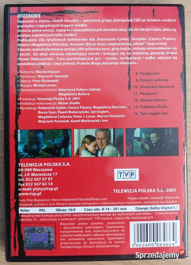 Oficerowie Polski serial kryminalny Odcinki 114 DVD Opole