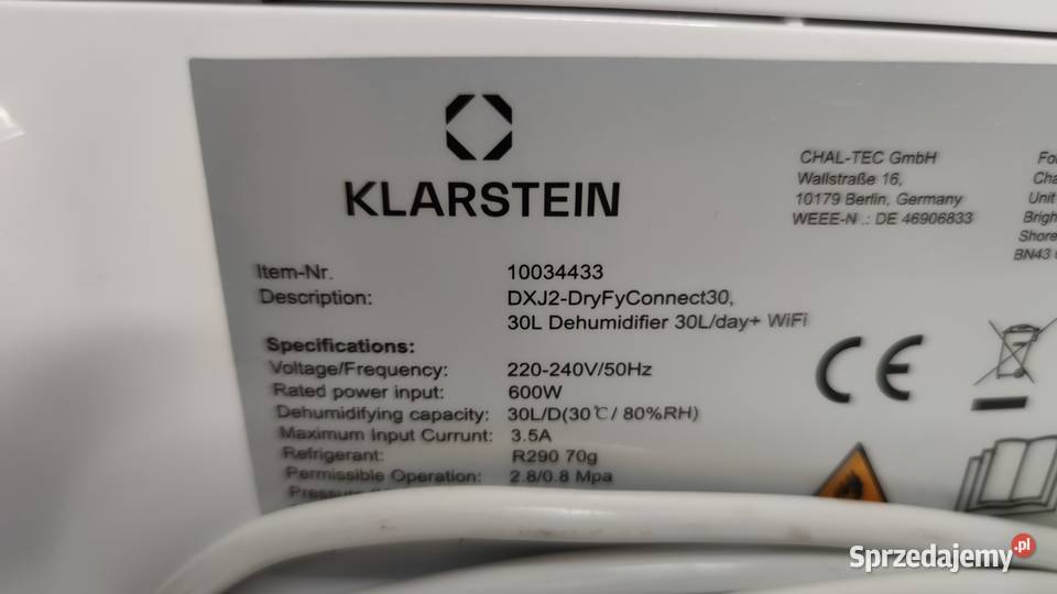 Osuszacz powietrza Klarstein DryFy Connect 30 Jadowniki