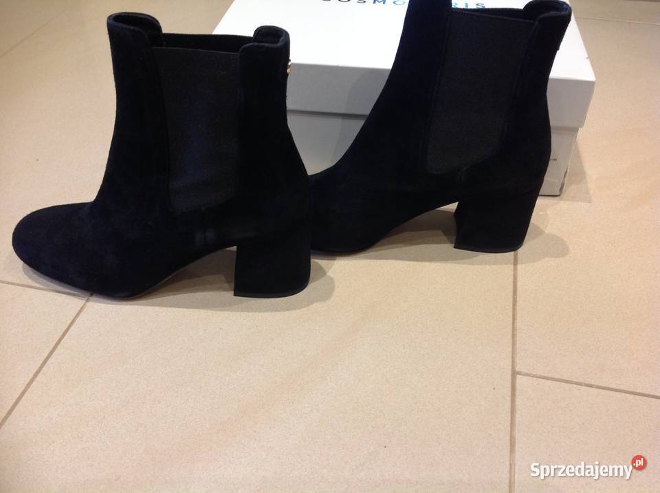 Botki Czarne Skórzane Damskie COSMOPARIS 36 Obuwie lubuskie Nowa Sól sprzedam