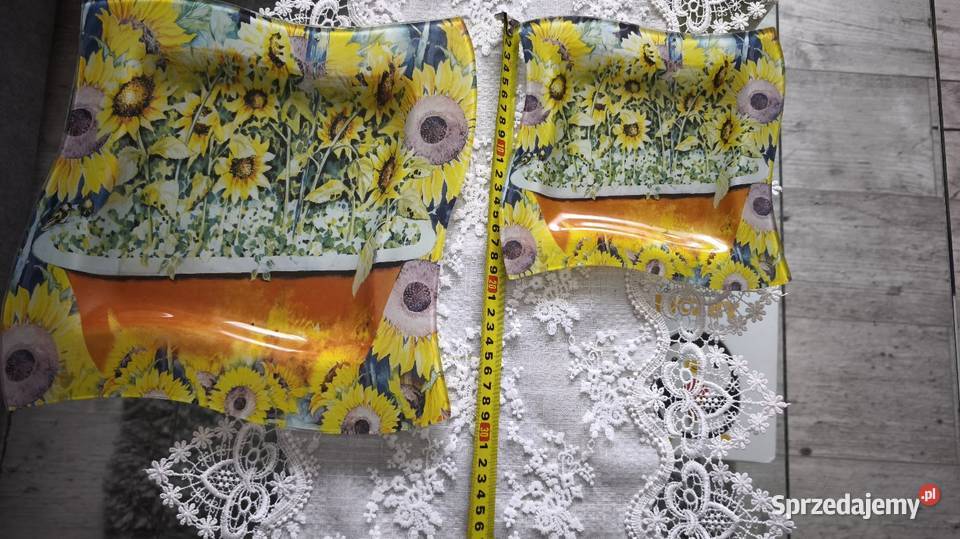 Komplet talerzy szklanych malowanych motywy Van Krzeszowice