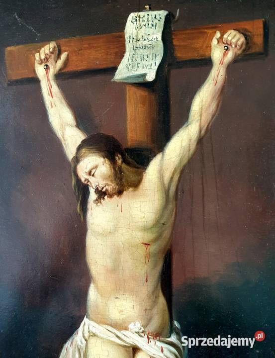Obraz Jezus Chrystus Ukrzyżowany XIXw 015 Warszawa