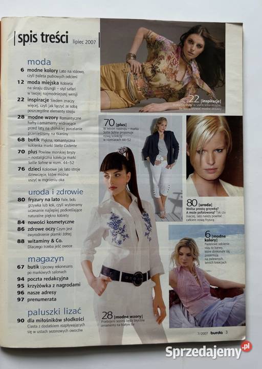 Burda Moda 72007 wykroje szycie lato używana Warszawa