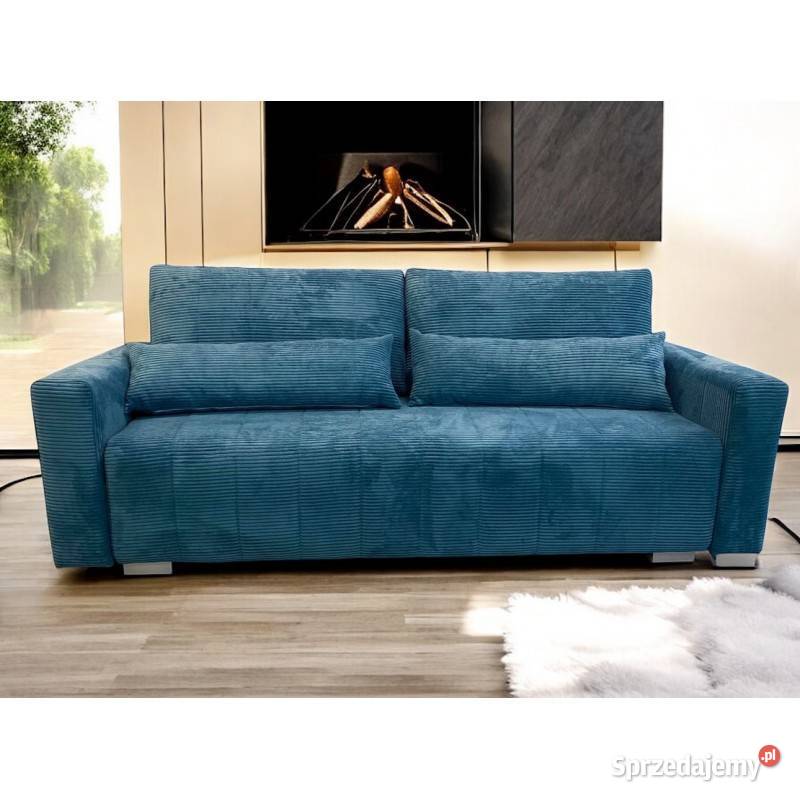 Kanapa Sztruksowa Sofia Niebieska Funkcja Spania Tarchały Małe