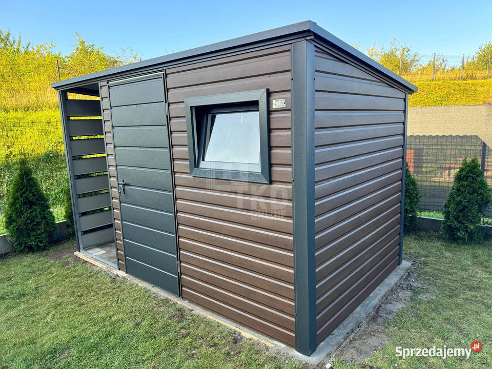 Schowek domek ogrodowy 25x2m wiata 1m drzwi okno Ciechanów