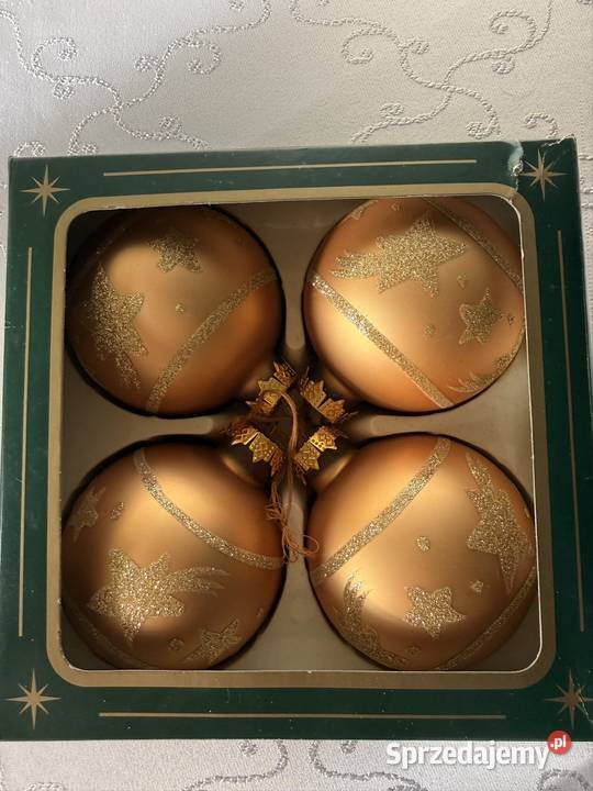 Bombki Szklane Choinkowe Złote z Gwiazdkami 80mm Pozostałe Czerwionka-Leszczyny