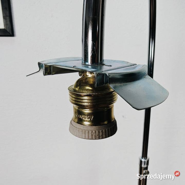 Lampa stojąca podłogowa Chrom Orzech Klosz Kula Radom