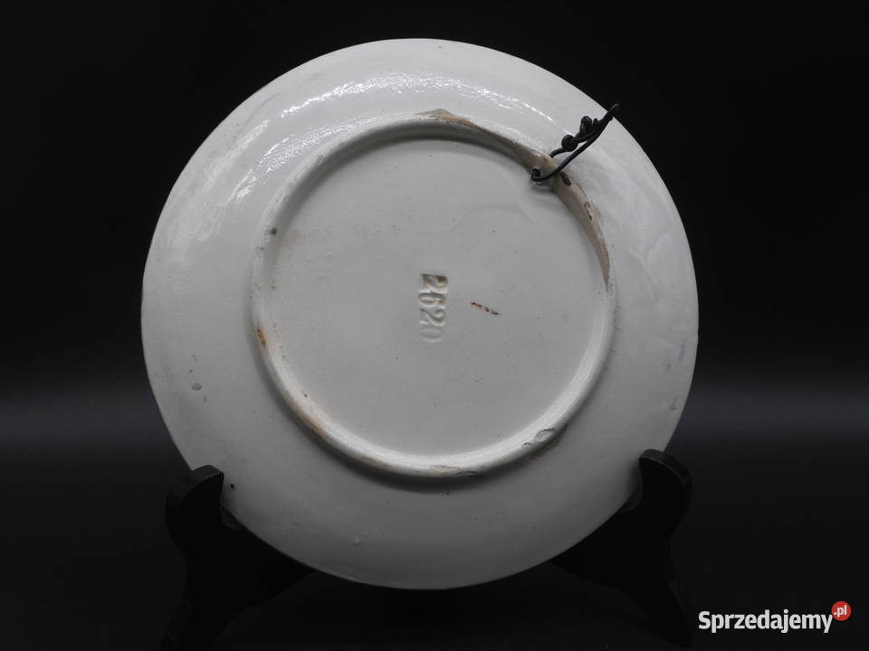 Secesyjny francuski talerz z majoliki XIXwieczny Raszków