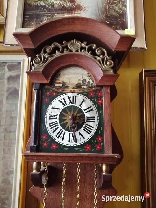 Zegar mechaniczny holenderski drewno Nowy Żmigród