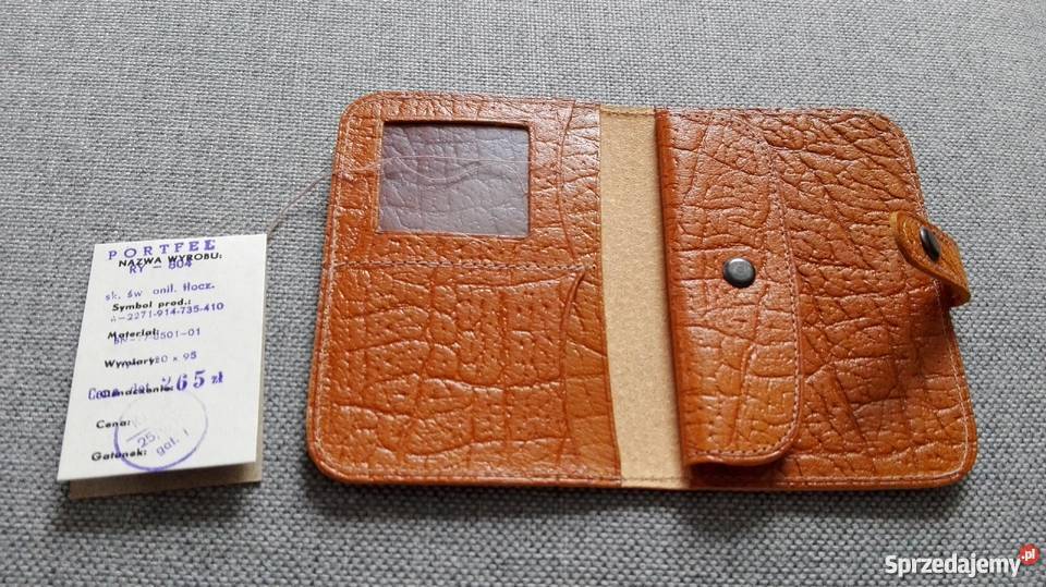 Pamiątki z PRL NOWY DAMSKI SKÓRZANY PORTFEL BEŻ łódzkie Łódź