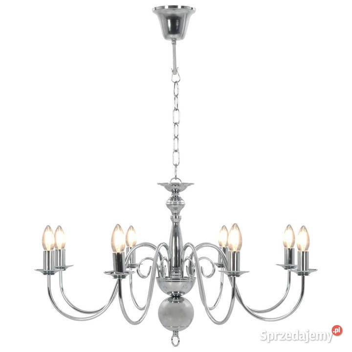 Żyrandol srebrny 8 żarówek E14 WM281618