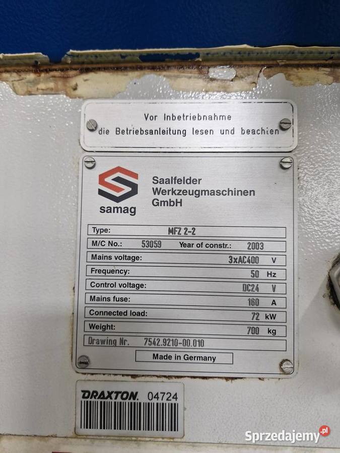 SAMAG MFZ 22 maszyna CNC z systemem filtrującym Wrocław
