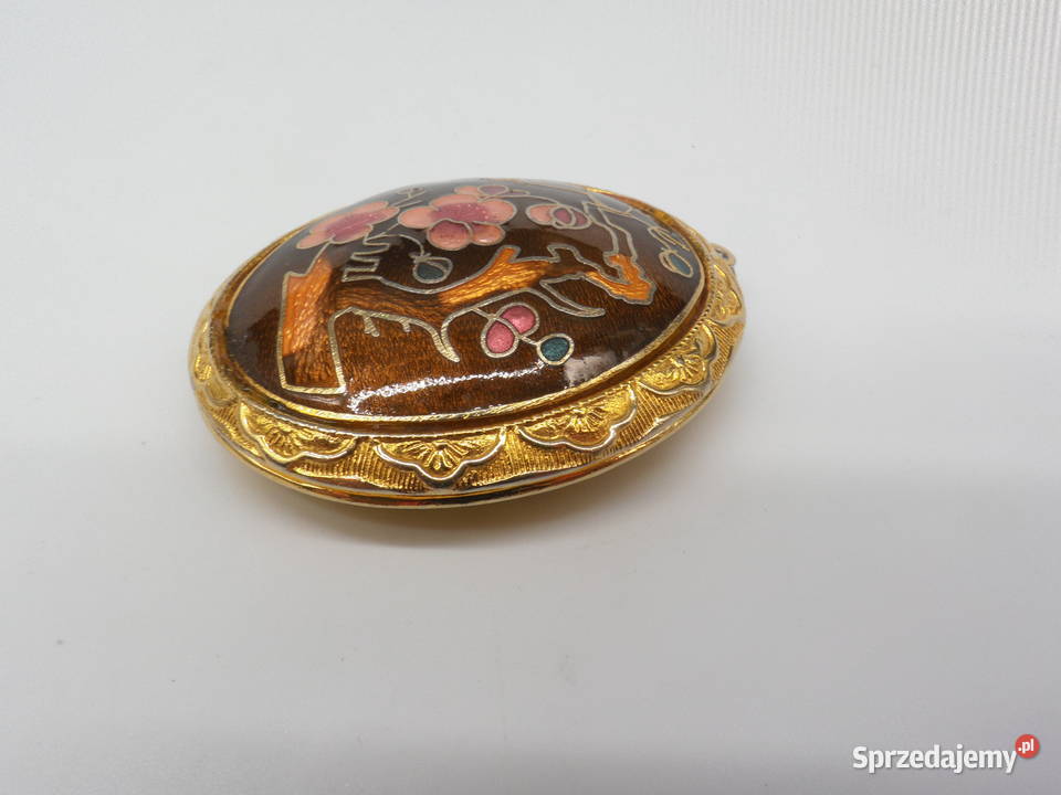 Sekretnik Medalion Cloisonn Kwiaty Retro Z Raszków