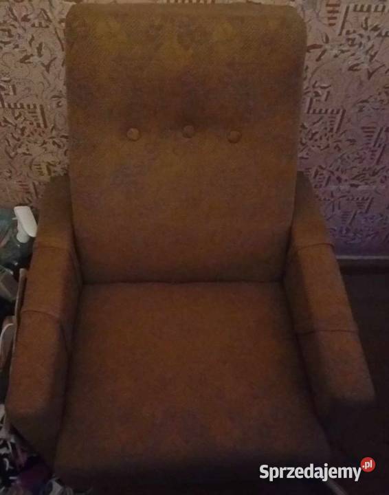 Fotel na kółkach fotele PRL materiałowy wzór Łódź