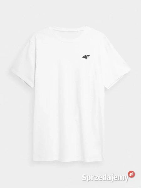 Tshirt regular gładki męski biały 4F S Kraków