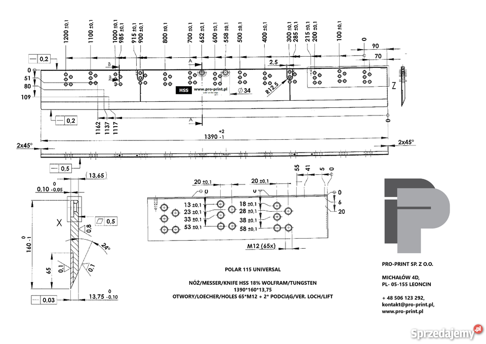 Polar 115 Universal Nóż Hss 18 Wolfram Fabrycznie Nowy