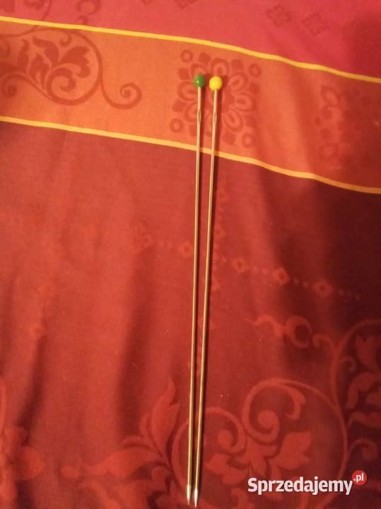 Druty do szycia z żółtą i zieloną kulką rozmiar mazowieckie Warszawa