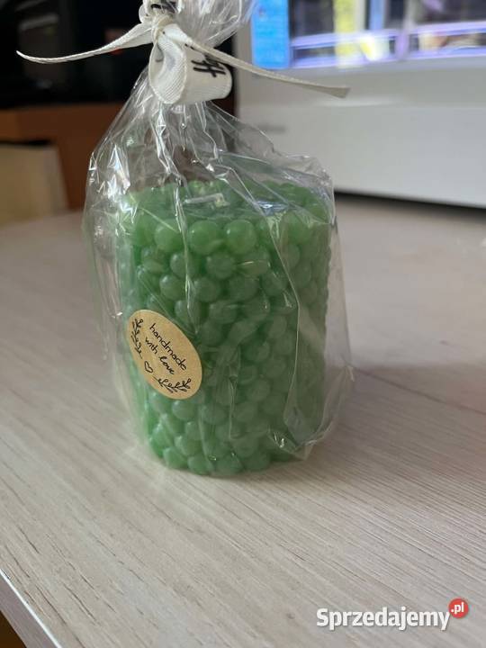 Świeca bąbelkowa walec zielona Handmade prezent Radzyń Podlaski