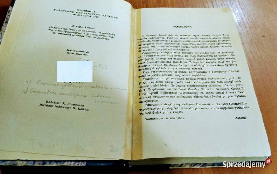 Zadania z rachunku wektorowego i geometrii Gdańsk sprzedam